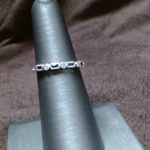 Diamond and sapphire stackable ring